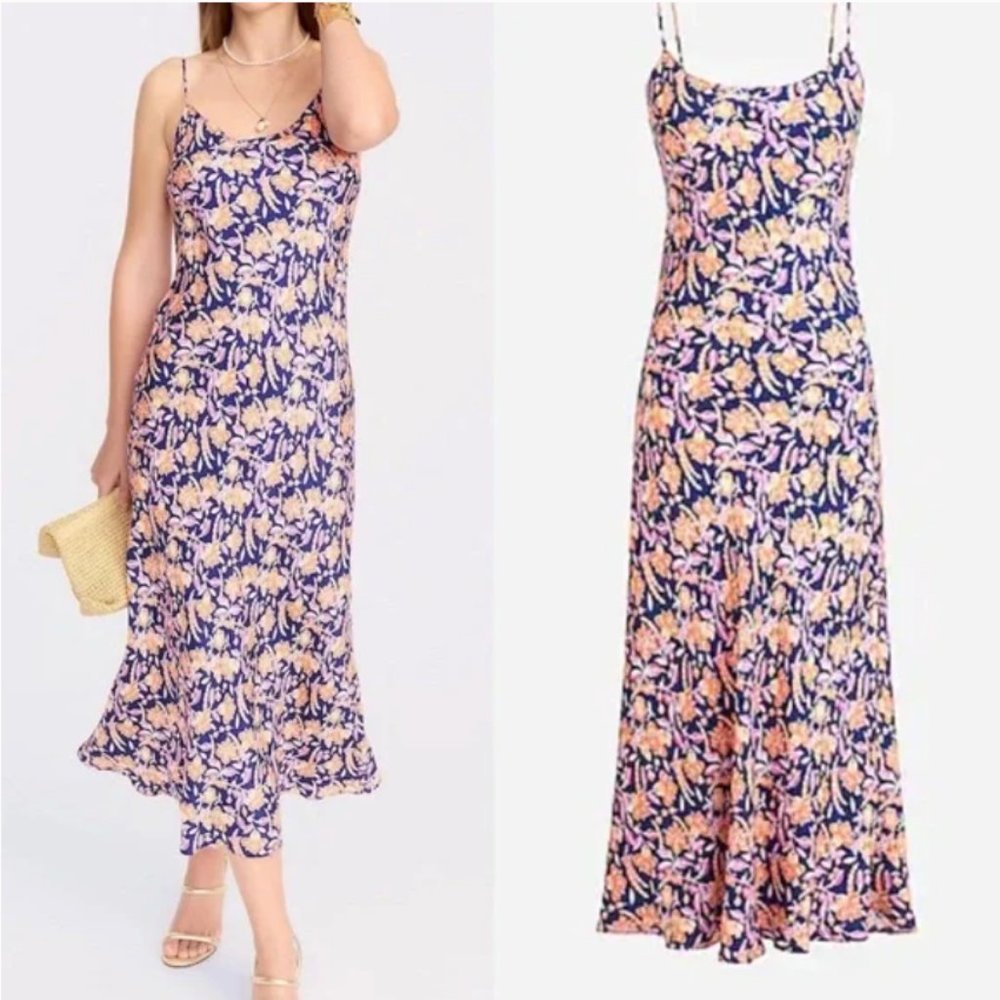 NWT JCREW Gwyneth Cupro slip dress in painted block print